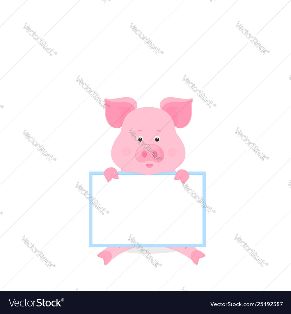 Pig hold a blank sign clean poster empty Vector Image