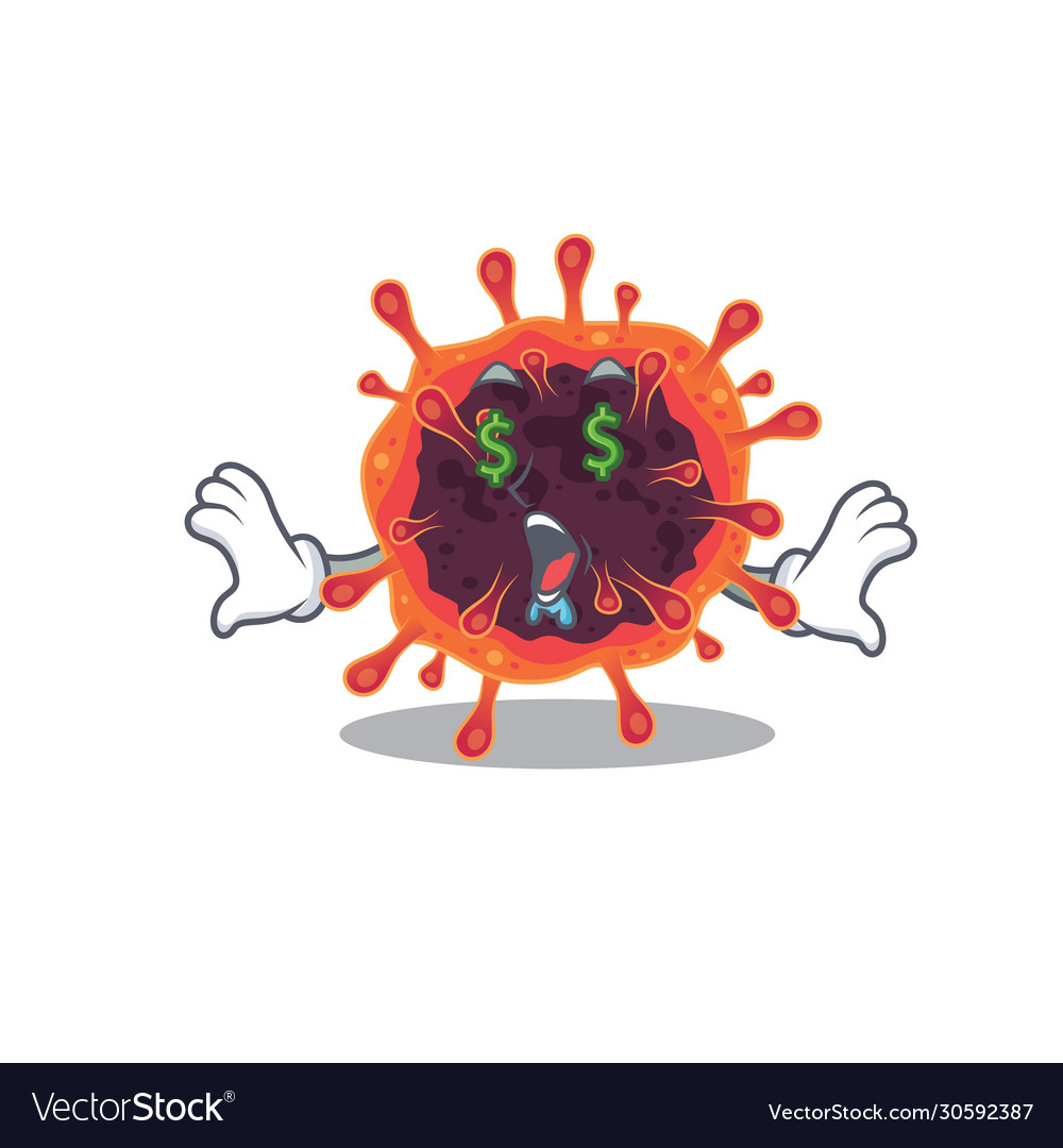 Rich corona virus zone with money eye mascot Vector Image