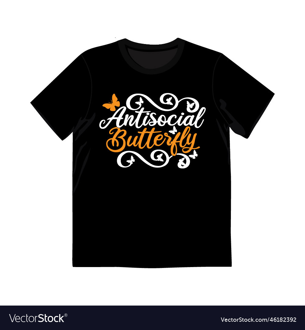 Antisocial butterfly graphic shirt design