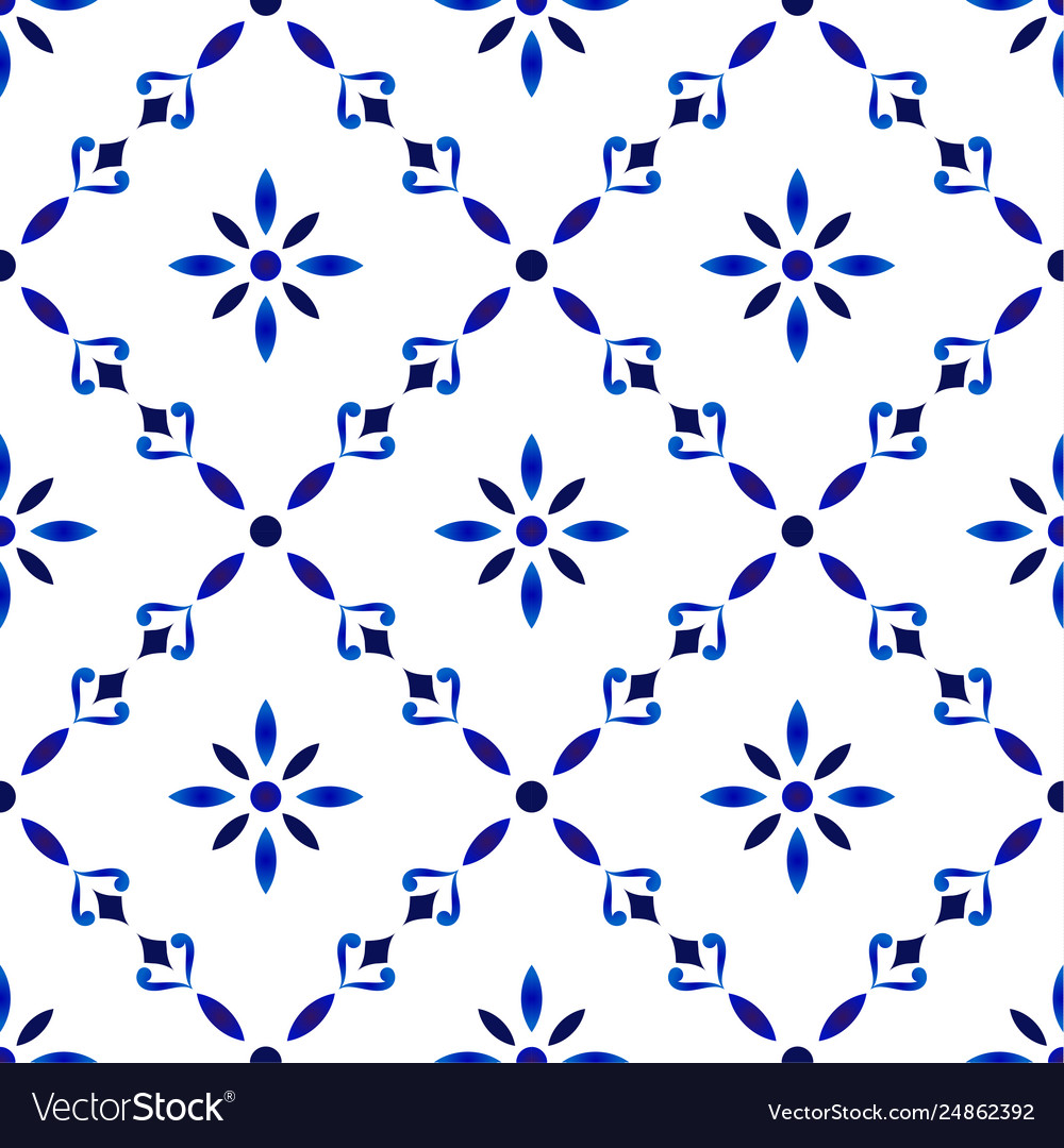 Blue and white floral pattern Royalty Free Vector Image