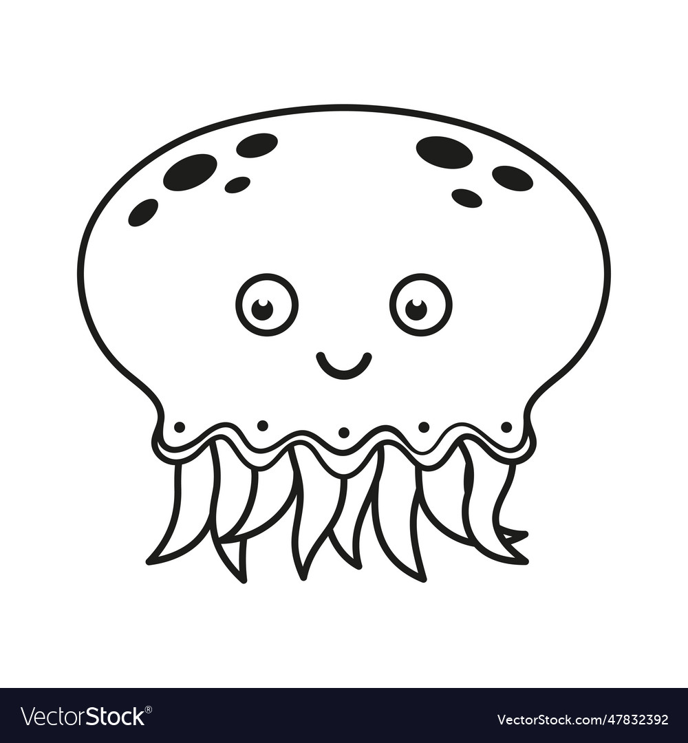 Cartoon black and white jellyfish icon Royalty Free Vector