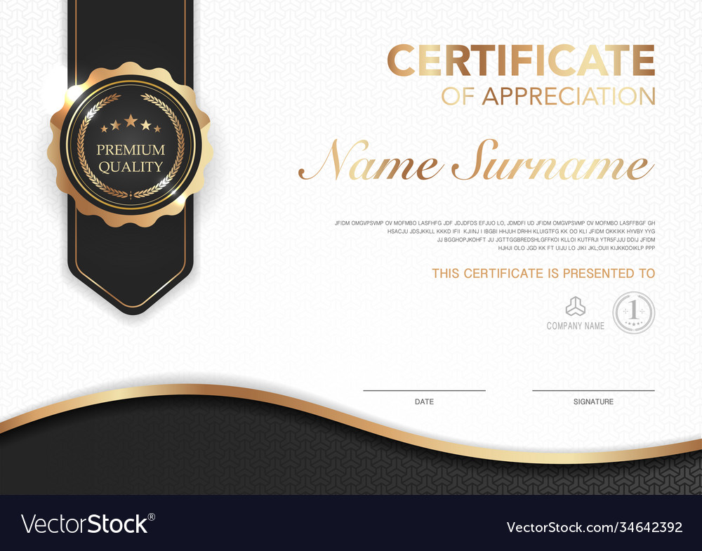 Certificate template black and gold luxury style Vector Image