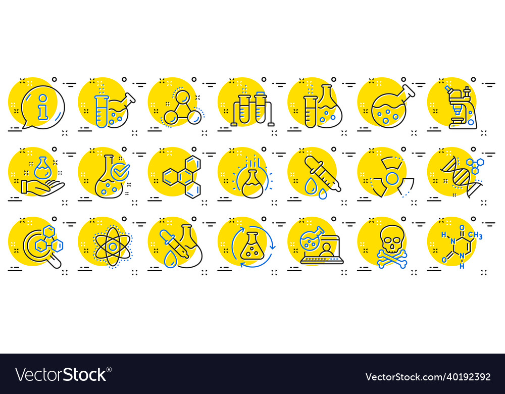 Chemistry lab line icons chemical formula Vector Image