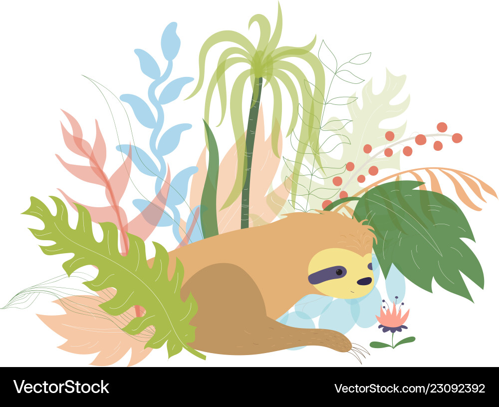 Cute character sloth Royalty Free Vector Image