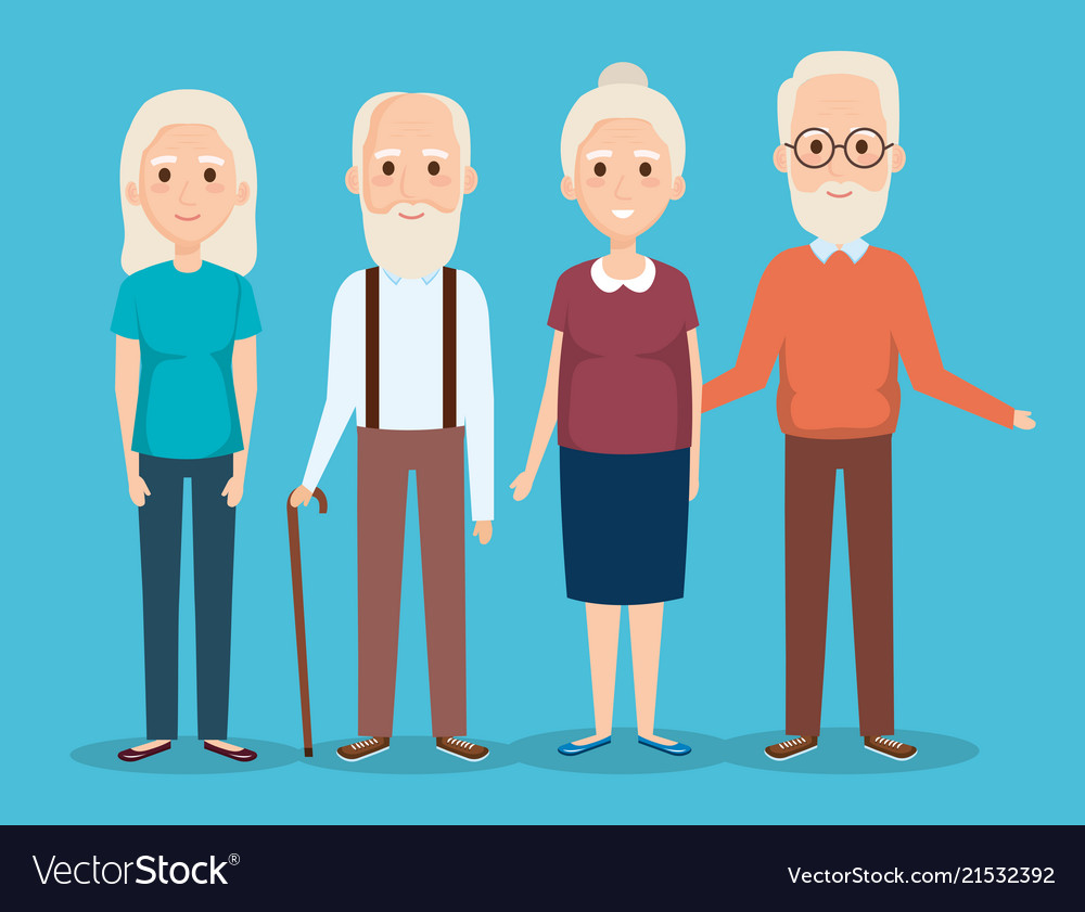 Cute grandparents group characters Royalty Free Vector Image