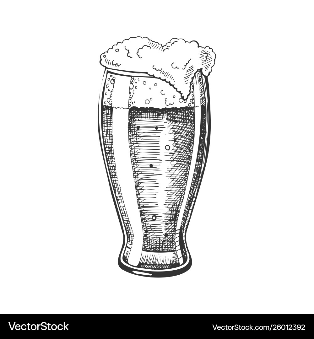 Hand drawn glass with foam bubble beer Royalty Free Vector