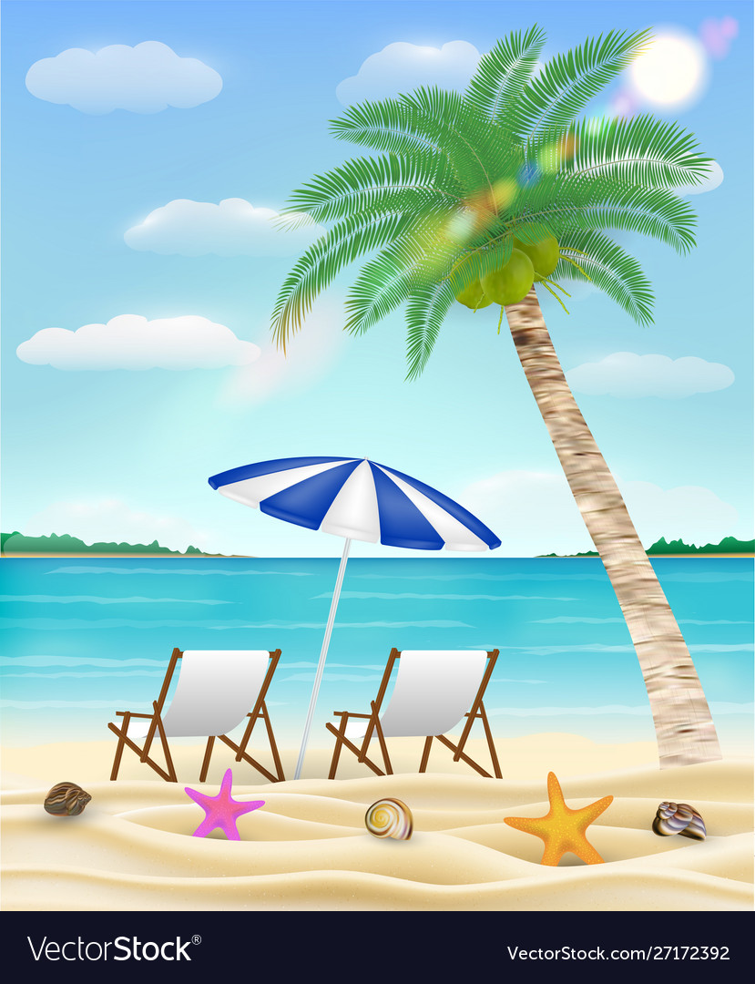 Relax beach chair on a sea sand Royalty Free Vector Image