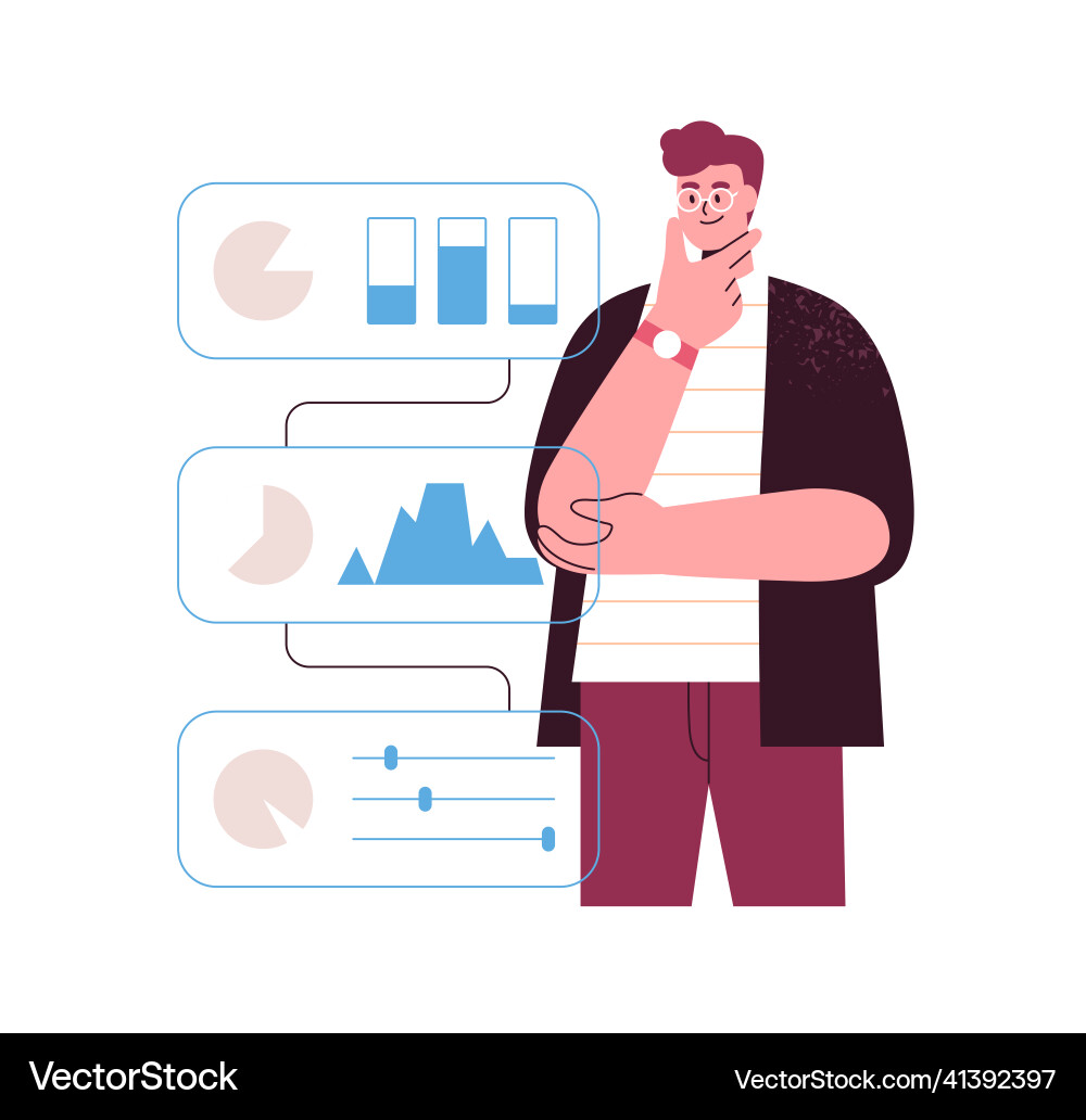 Business analyst analyzing data graphs analysis Vector Image