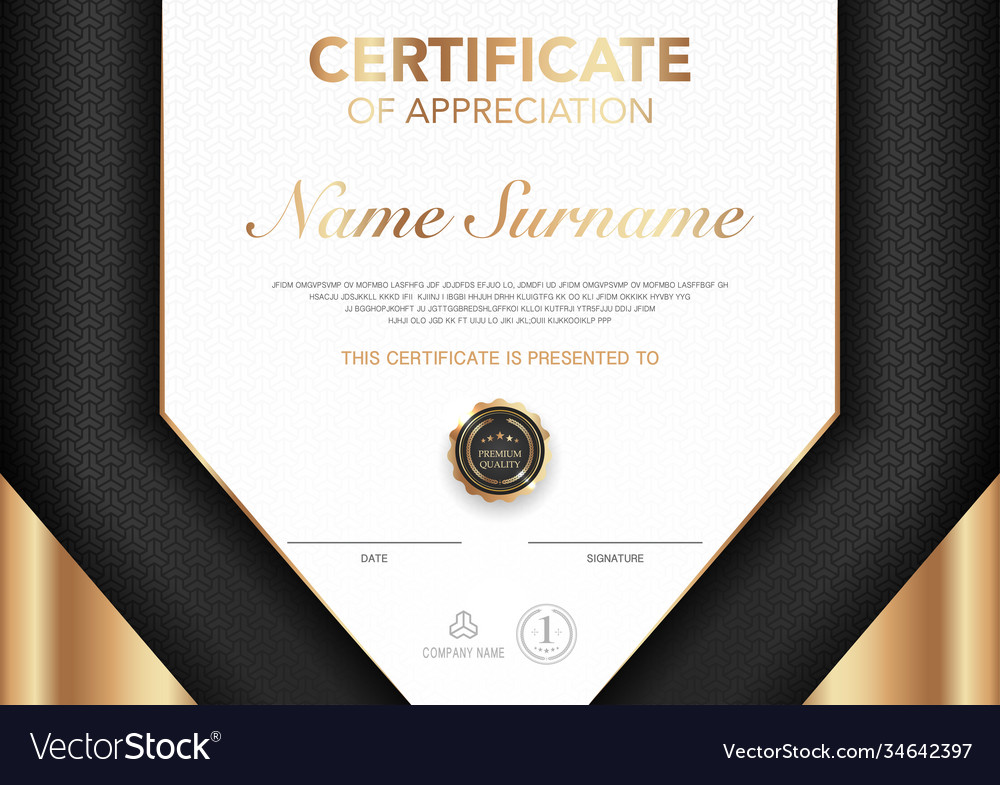 Certificate template black and gold luxury style Vector Image