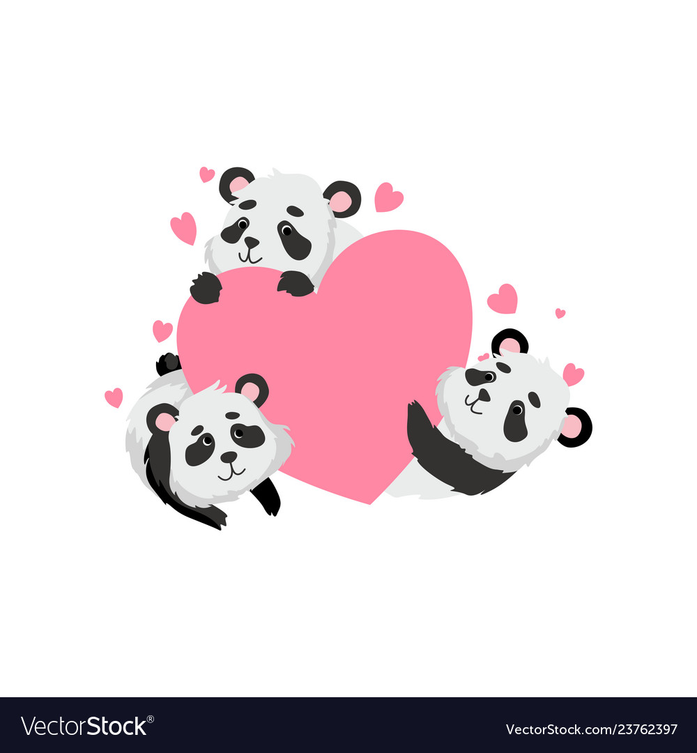 Premium Photo  Kawaii panda with heart for valentine's day