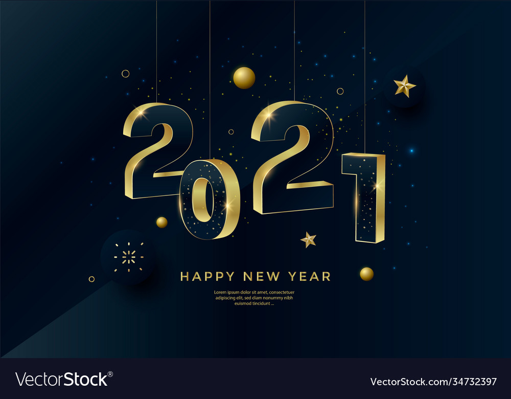 Happy new year 2021 greeting card design template Vector Image