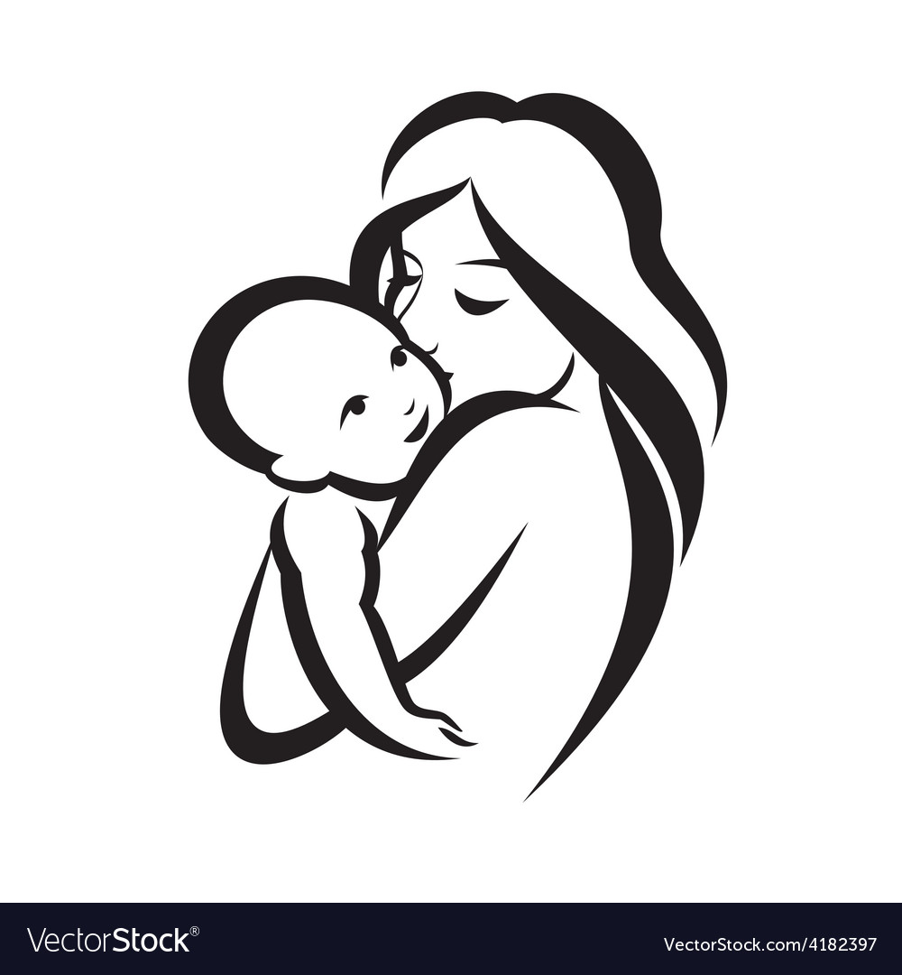 Mother and bastylized symbol Royalty Free Vector Image