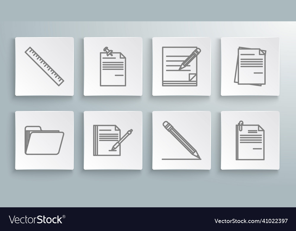 Set line document folder note paper with pinned