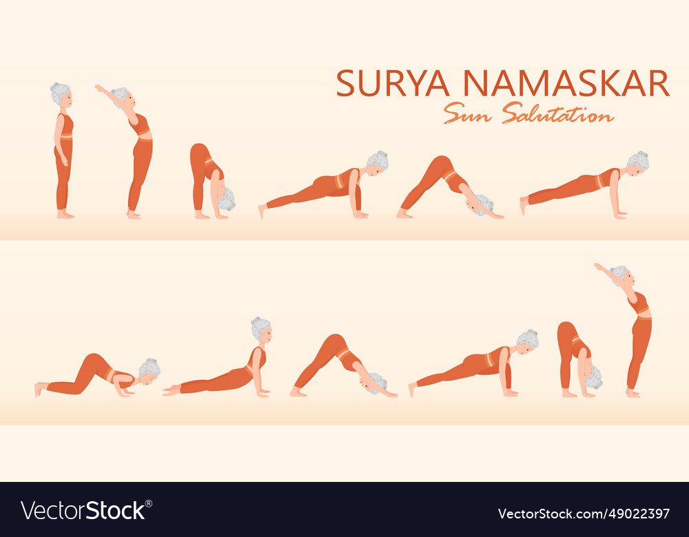 Set of yoga exercise sun salutation surya Vector Image