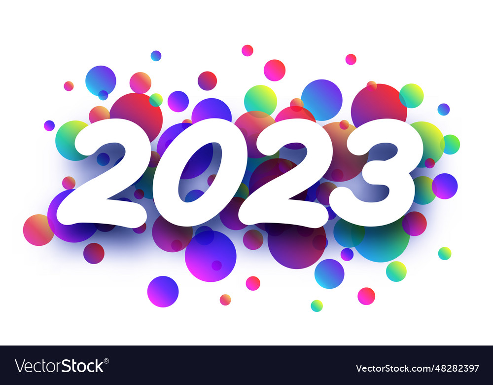 White paper 2023 sign on colorful round spot Vector Image