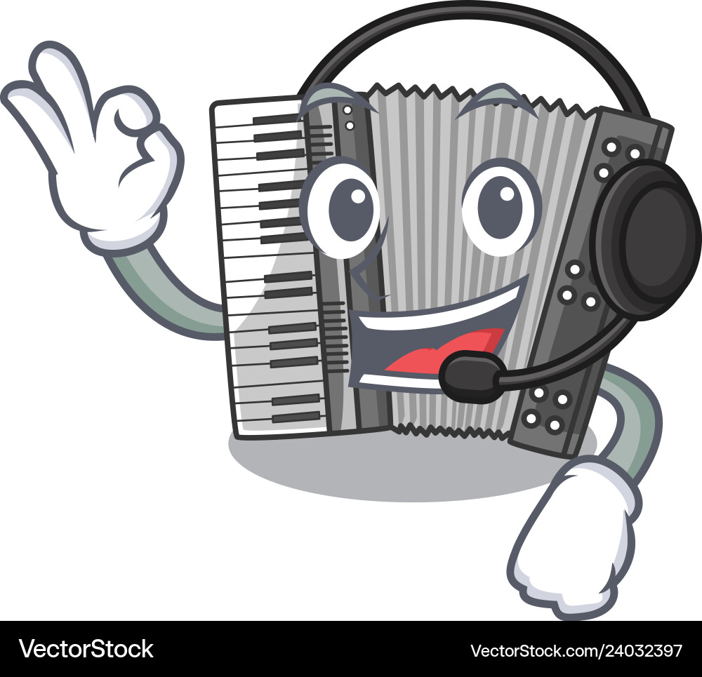 With headphone accordion isolated Royalty Free Vector Image