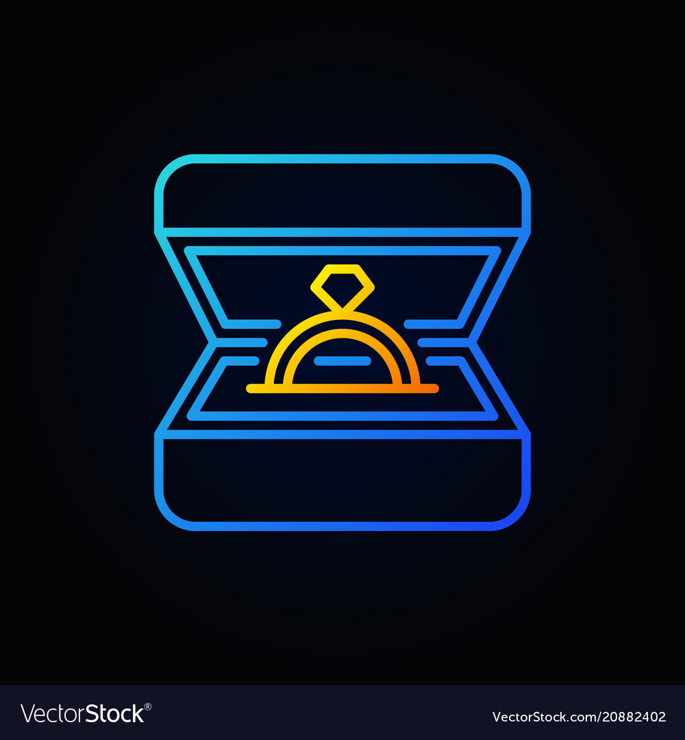 Golden ring in blue open box outline icon Vector Image