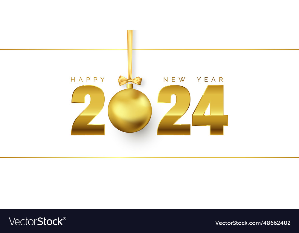 Happy new year holiday greeting card golden text Vector Image