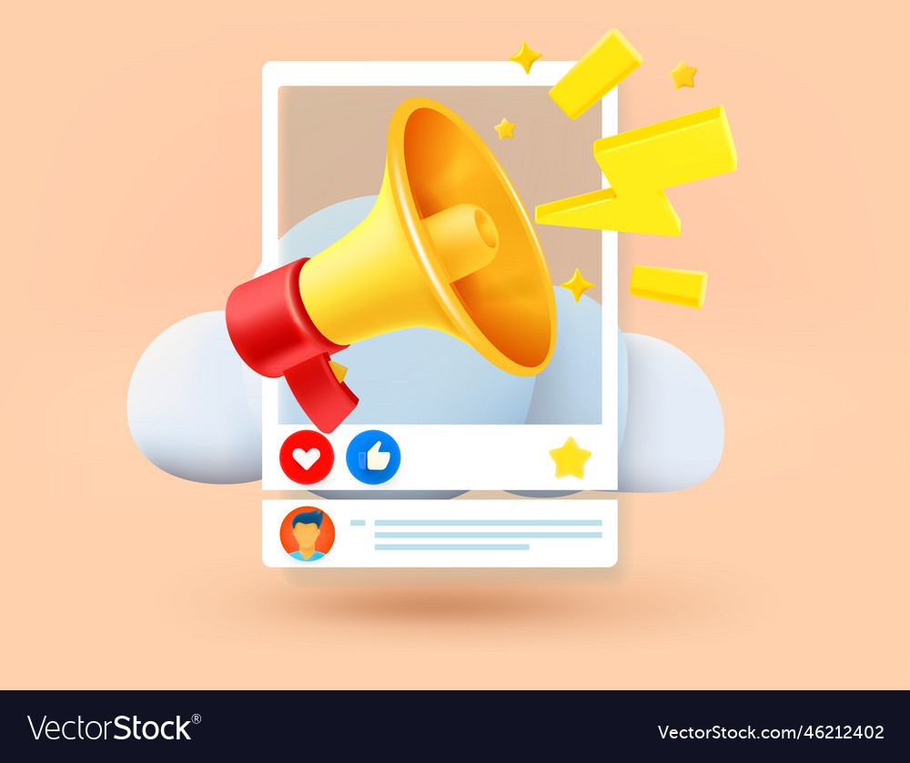 Loud speaker with social media announce breaking Vector Image