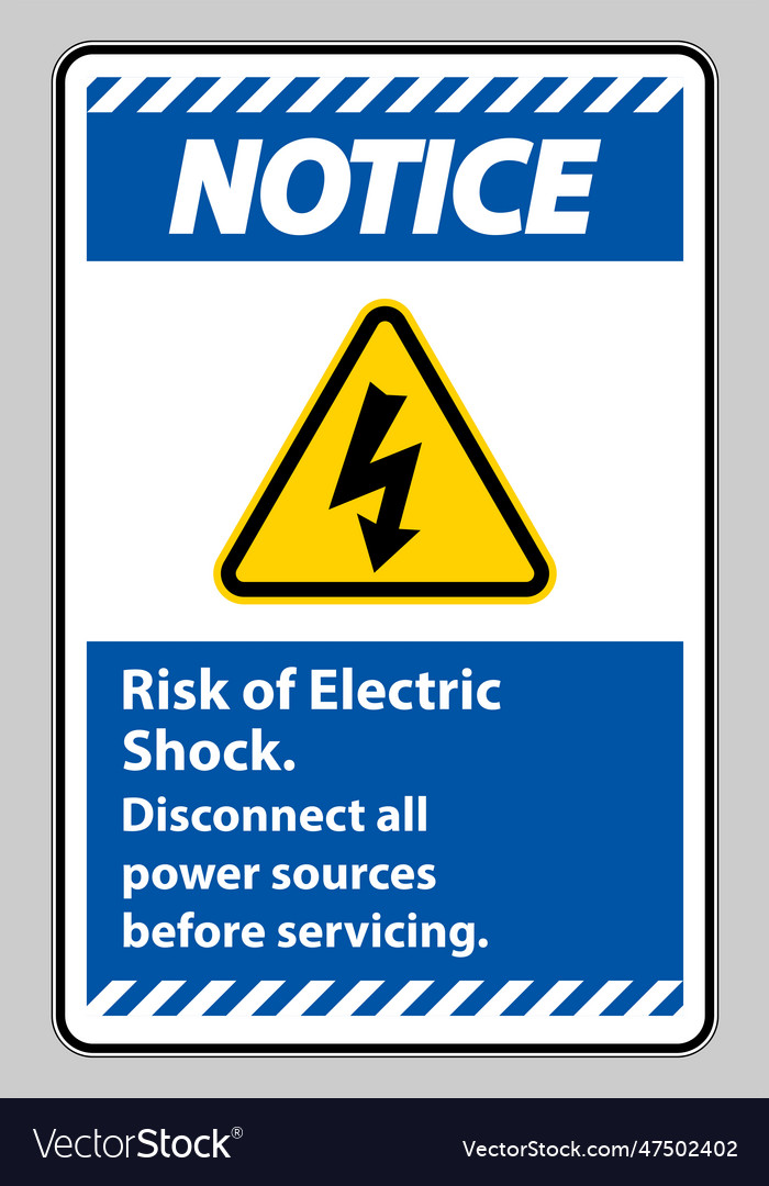 Notice risk of electric shock symbol sign isolate Vector Image