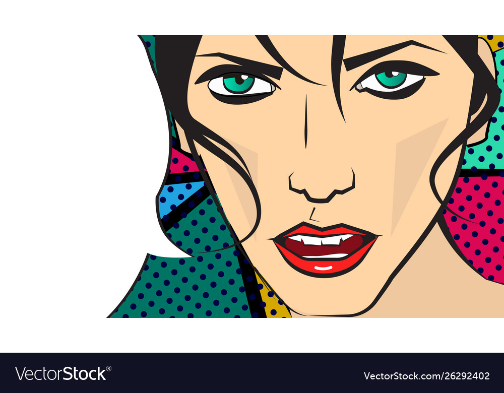 Pop art a dark hair girl and speaking bubble Vector Image