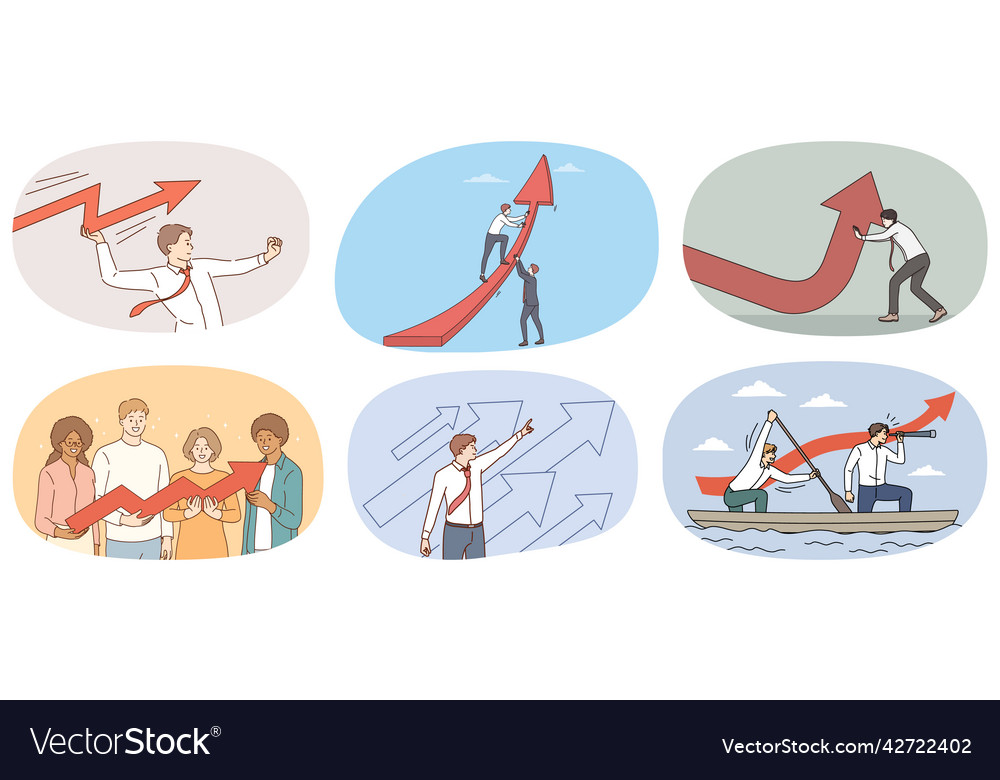 Set of businesspeople with arrows strive Vector Image