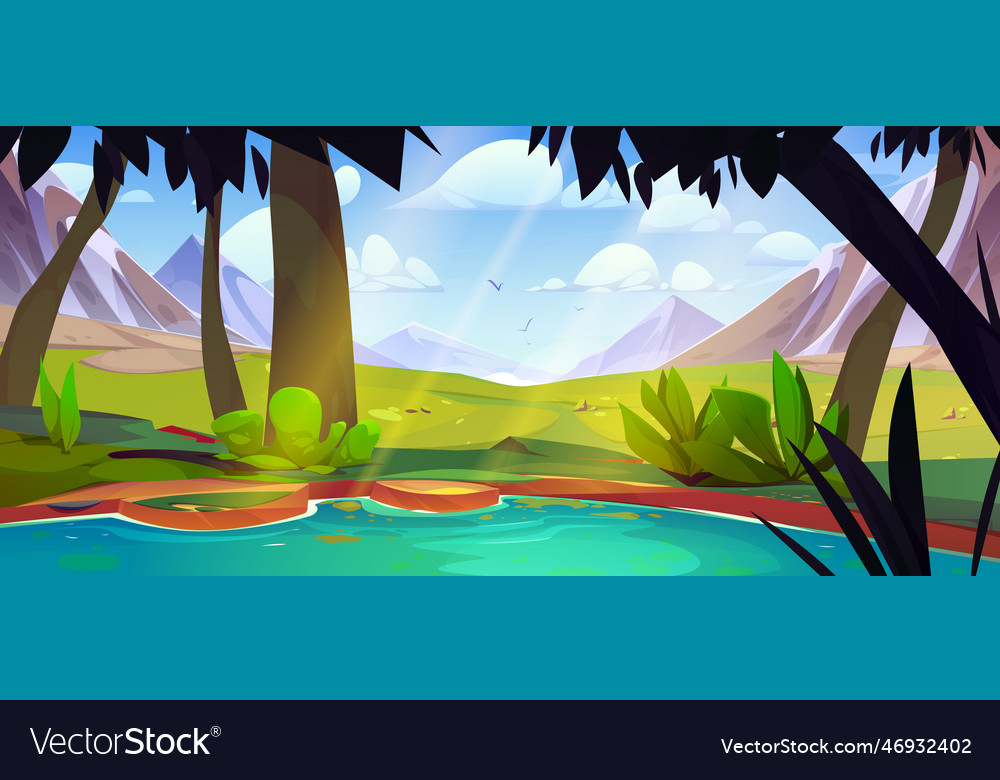 Summer mountain with lake nature landscape Vector Image