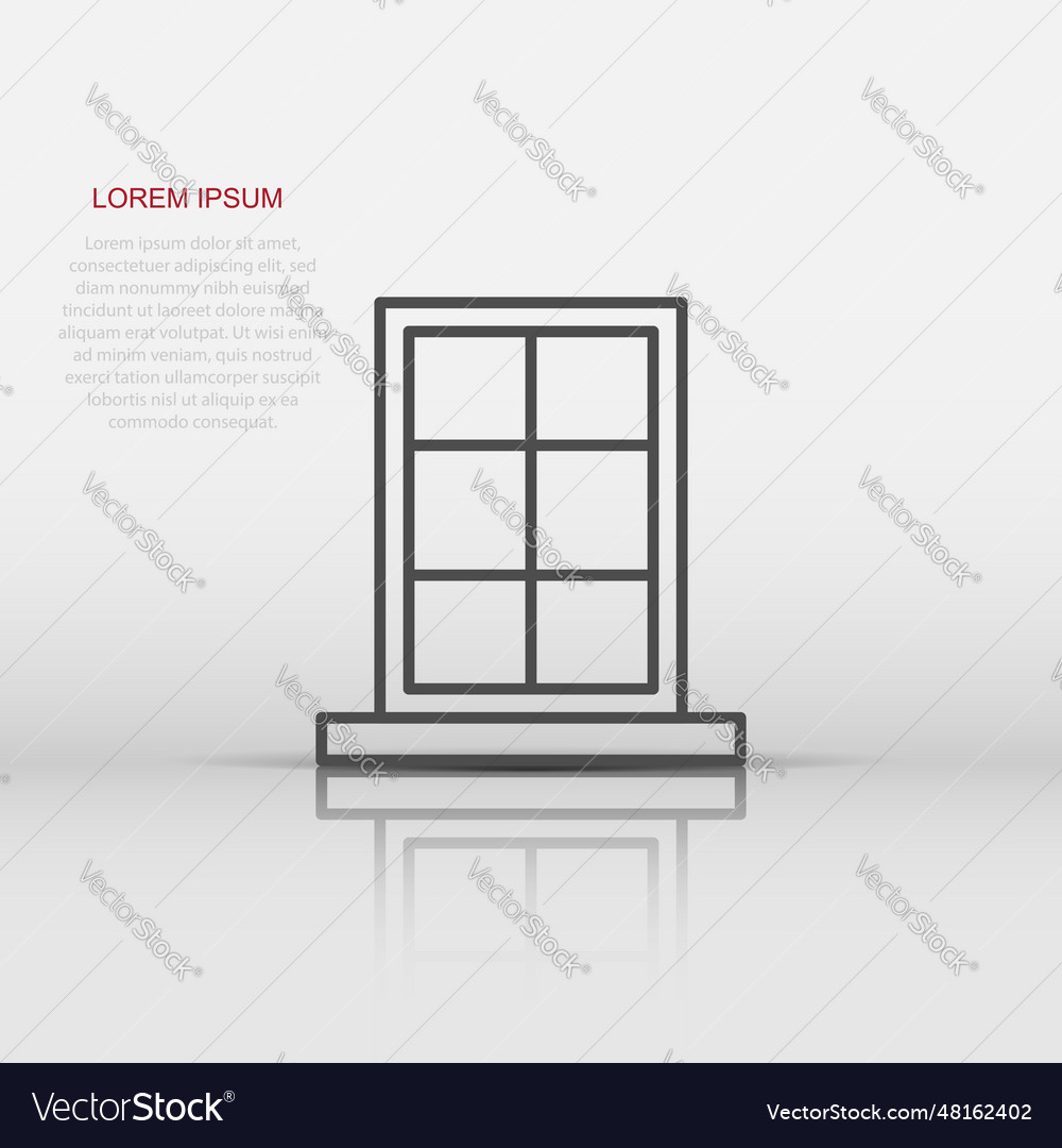 Window icon in flat style casement on isolated