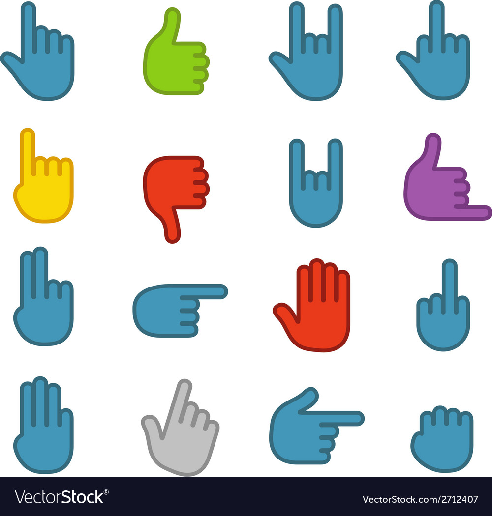 Basic human gestures color icons collection Vector Image