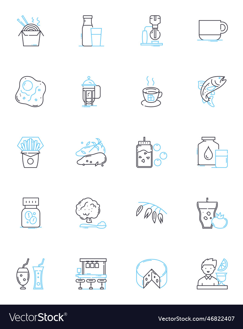 Food engineering linear icons set nutrition