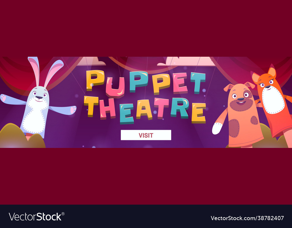 Puppet show on theater stage with animal dolls Vector Image