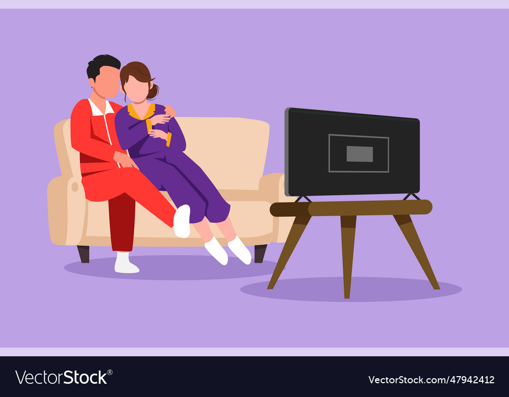 Character flat drawing cheerful couple watching Vector Image