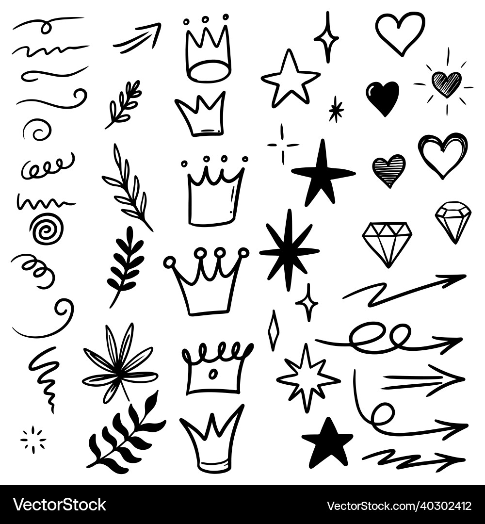 Hand drawn set doodle elements for concept design Vector Image