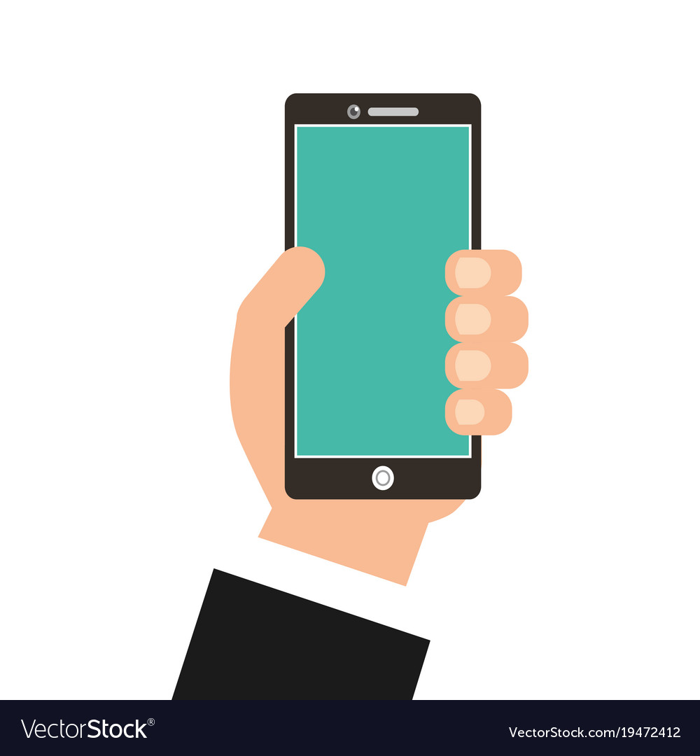 hand with smartphone device isolated icon vector image vectorstock