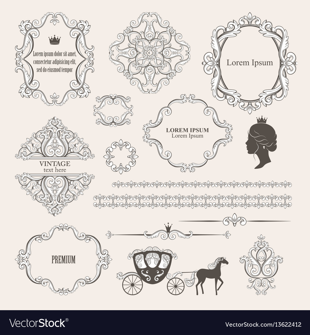 Mega Set Collections Vintage Design Elements Vector Image Mega Set Collections Vintage Design Elements Vector Image