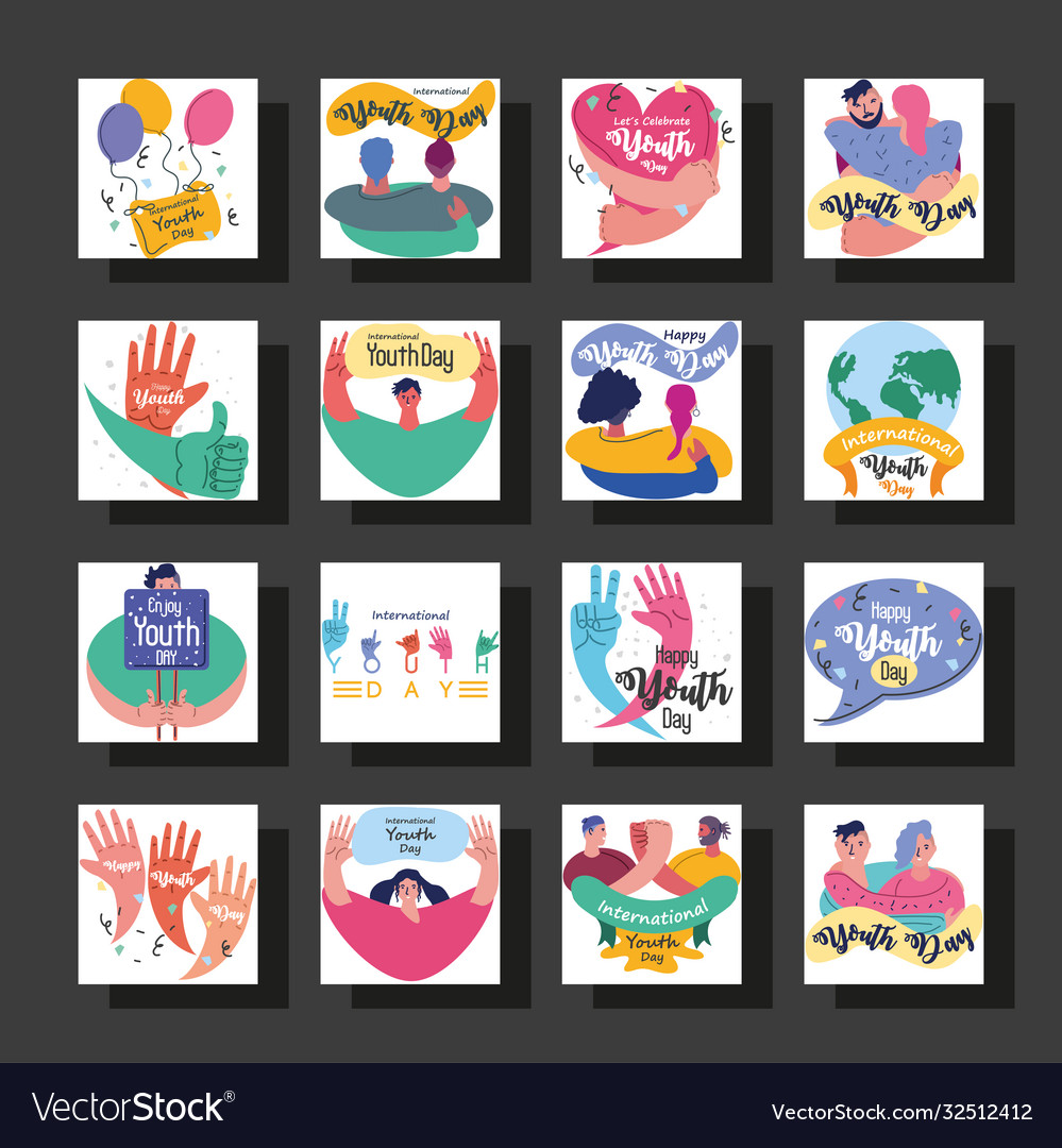 Set symbol international youth day Royalty Free Vector Image