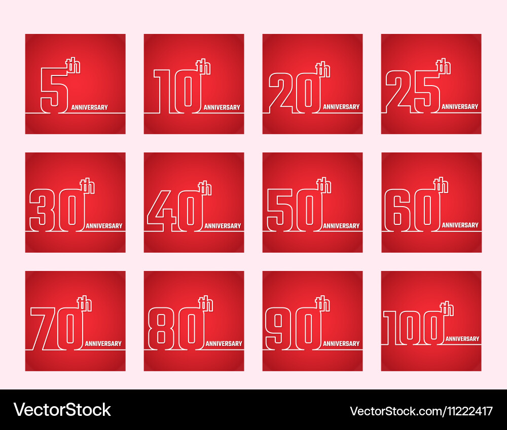 Anniversary Outline Set Royalty Free Vector Image