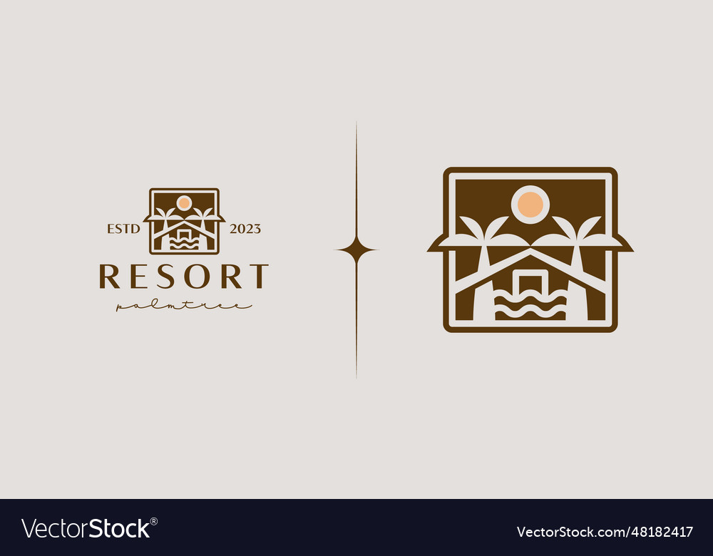 Palm House Resort Logo Template Universal Vector Image