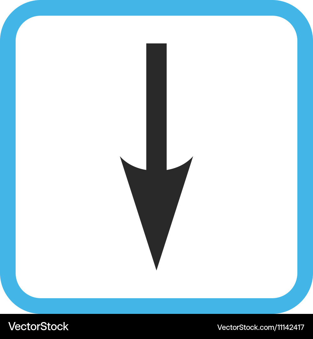 Sharp arrow down icon in a frame Royalty Free Vector Image