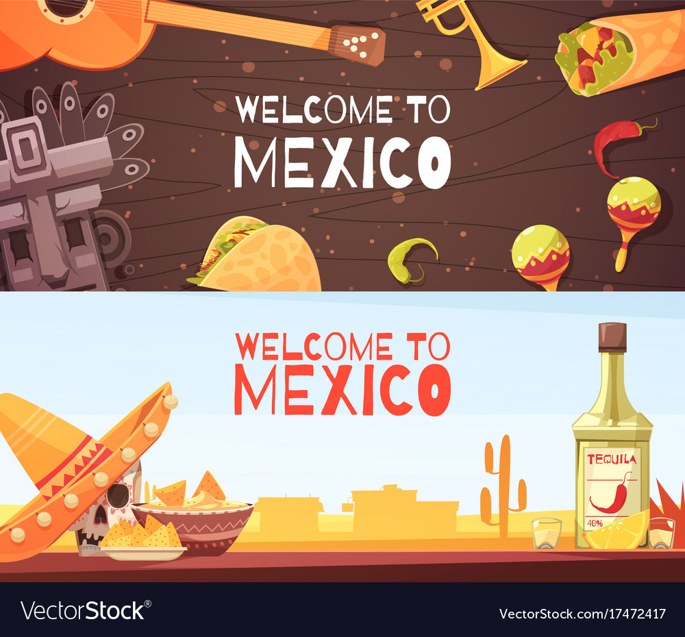 Welcome To Mexico Horizontal Banners Royalty Free Vector