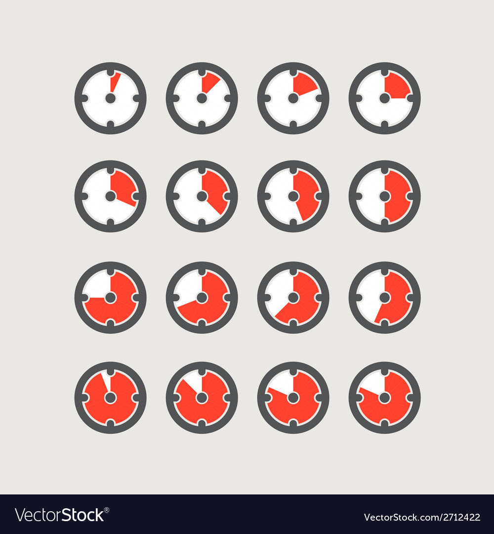 Different status clocks collection Royalty Free Vector Image