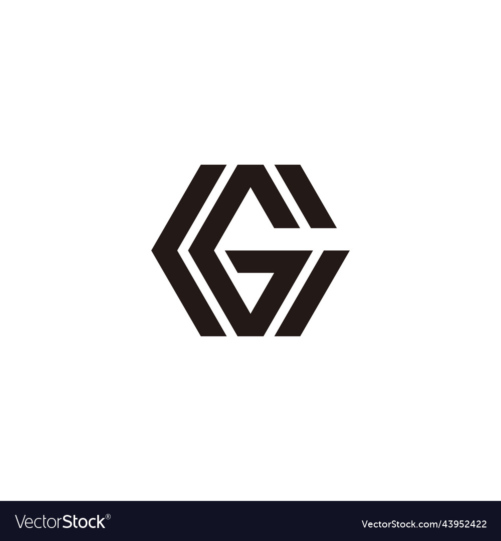 Letter g stripes geometric hexagon logo Royalty Free Vector