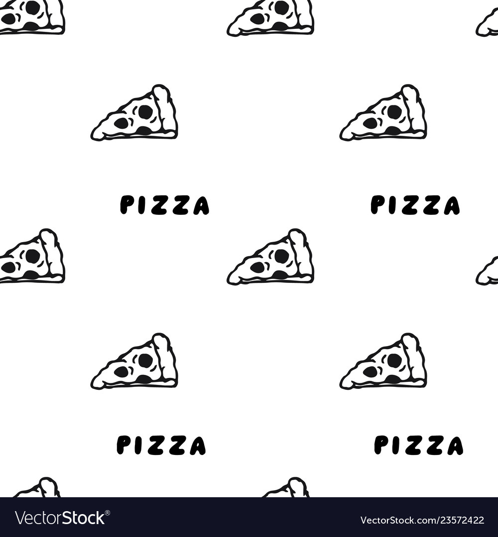 Pizza draw by hand seamless pattern Royalty Free Vector