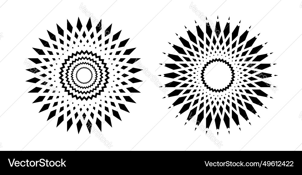 Radial circle patterns set Royalty Free Vector Image