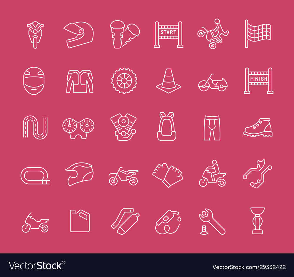 Set line icons motorcycle sport Royalty Free Vector Image