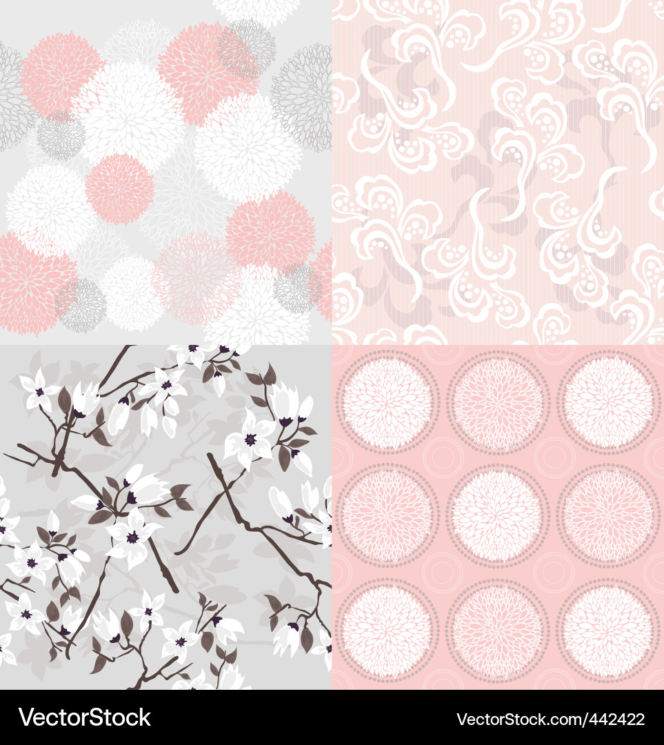 Set seamless floral pattern Royalty Free Vector Image