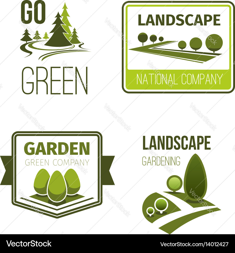 Landscape design gardening service emblem set Vector Image