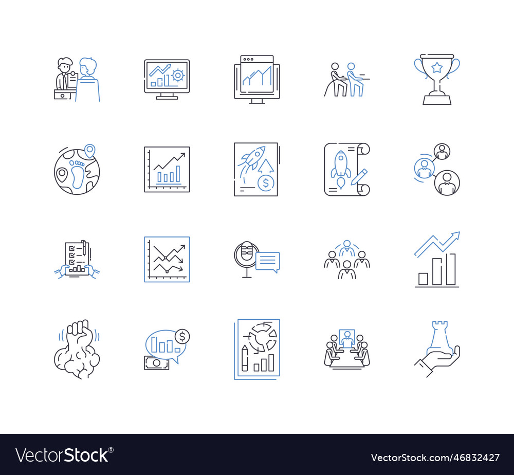 Production surge line icons collection overflow Vector Image