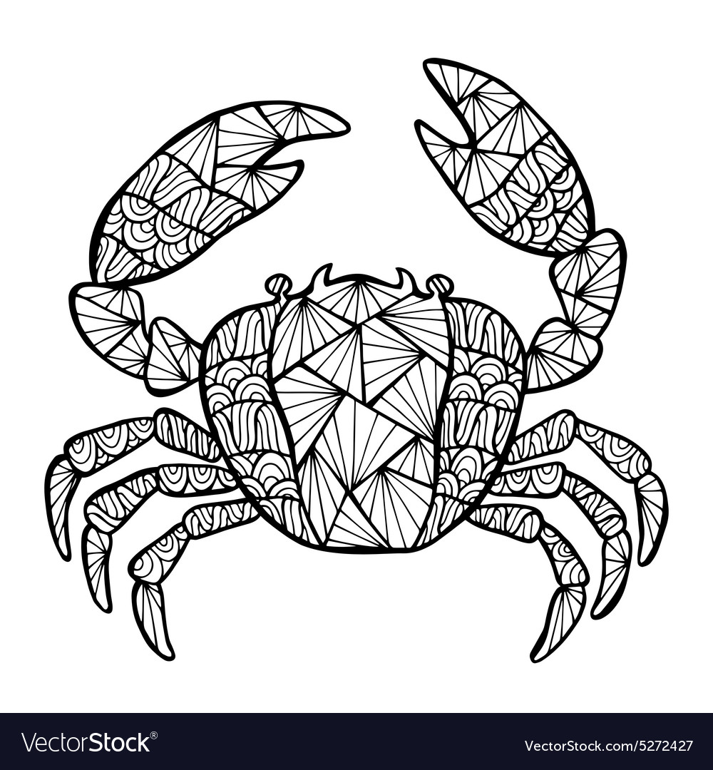 Stylized crab zentangle Royalty Free Vector Image
