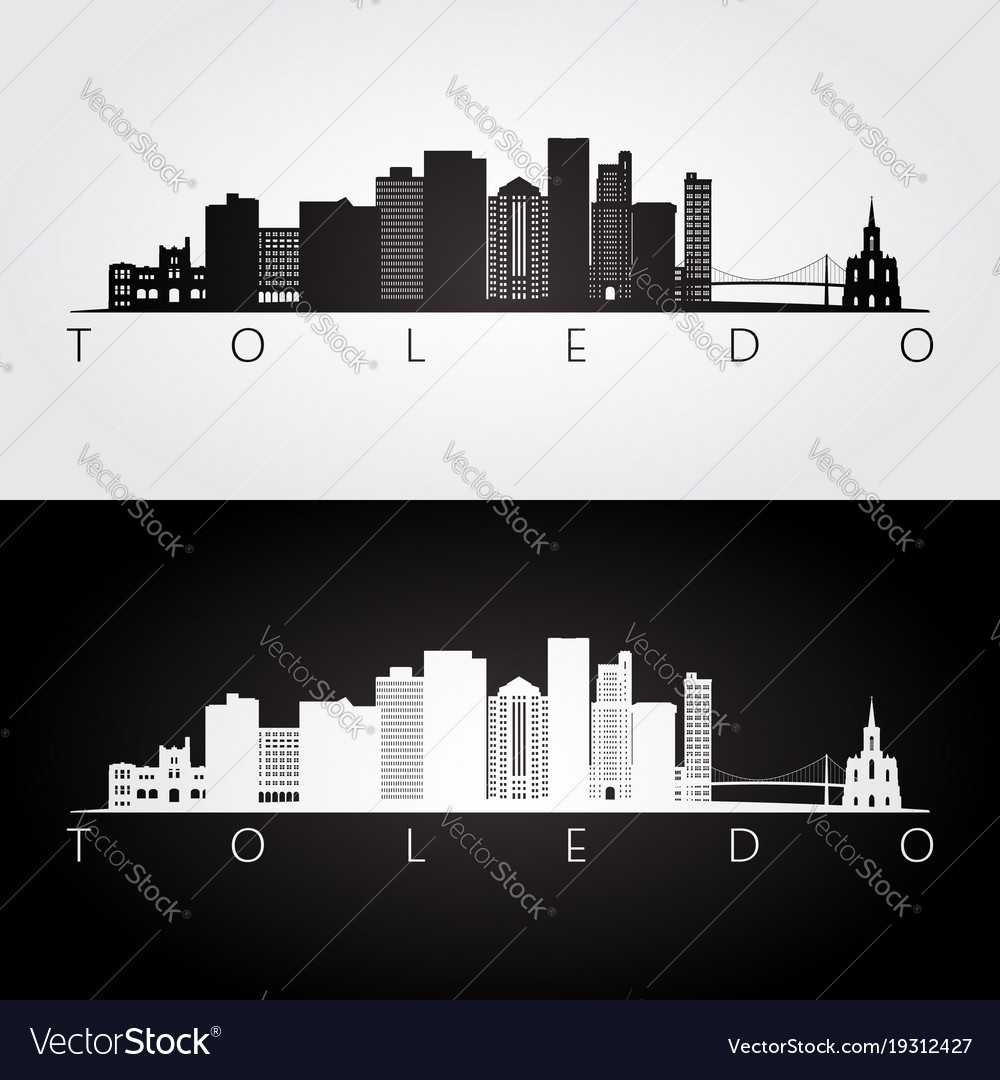 Toledo usa skyline and landmarks silhouette